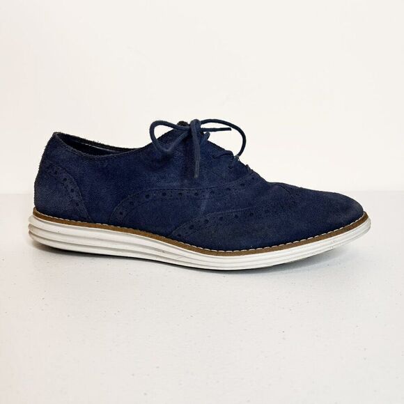 Cole Haan Blue Suede Original Grand Wing II Sneakers W05152 - Picture 2 of 8